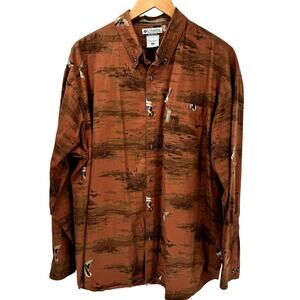 Columbia Shirt Mens Large River Lodge Button Down Duck Print Long Sleeve